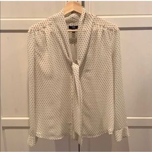 Jacob Cream Polkadot Tie Blouse L